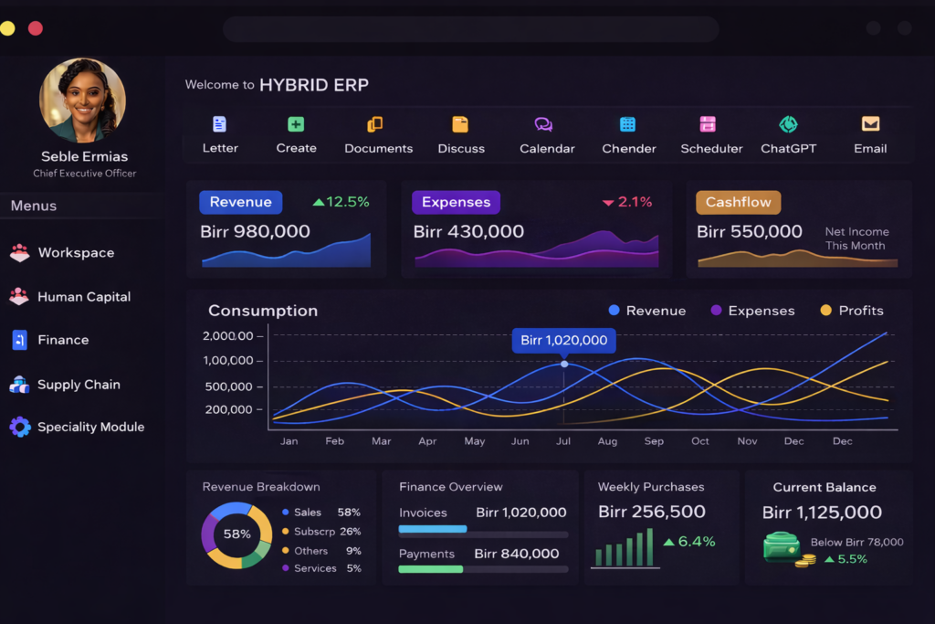 HYBRID ERP dashboard